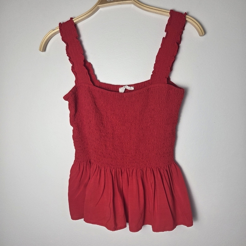 Elodie Red Smocked Peplum Tank Top - Picture 7 of 12